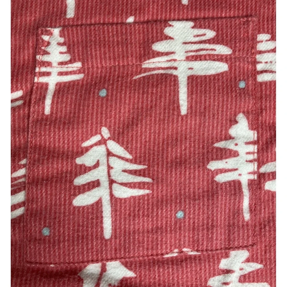 Garnett Hill Red Nightgown w/Pine Trees‎ Women's Size Medium Organic Pima Cotton